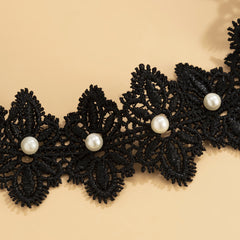 Black Lace Leg Flower Body Chain Women