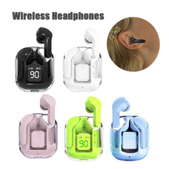 Premium Mini Transparent Wireless Earbuds - Bluetooth 5.3 ENC Noise Cancelling Headphones with Digital Display