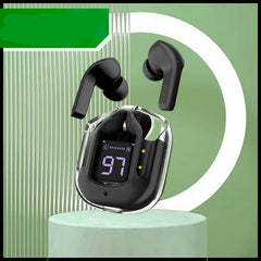 Premium Mini Transparent Wireless Earbuds - Bluetooth 5.3 ENC Noise Cancelling Headphones with Digital Display