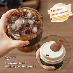 500ML Iced Brew Coffee Cup With Ice Cube Tray Leak Proof Versatile Iced Coffee Bottle For Home Office Travel Camping Tools