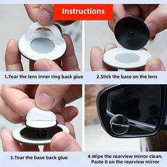 2pcs 360° Rotatable Car Blind Spot Mirrors – Universal Wide-Angle Convex Mirror for Cars, SUVs, Trucks & RVs | Driving Safety & RV Awnings Accessories