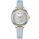 Women's Luxury Leather Strap Watch - Elegant Fashion Quartz Wristwatch for Ladies