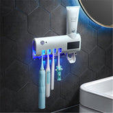 Bathroom Toothbrush Holder With Toothpaste Dispenser Electric Toothbrush Razor Storager USB Charge Multifunction Storage Rack