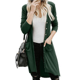 Mid-length Long-Sleeved Button Sweater Coat