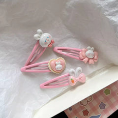Cartoon Love Bunny Barrettes Broken Hair BB Clip Cute Bow Hair Clip Forehead Bang Clip Headdress