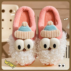 Cartoon Bearded Santa Claus Slippers Home Warm Non-slip Plush Cotton Shoes Christmas Couple Floor Bedroom Slipper Women Men