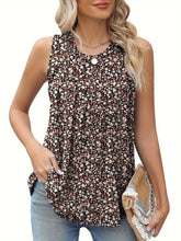 Summer Plus Size Printed Round Neck Sleeveless Vest