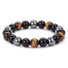 Natural Tiger Eye Stone Bracelet - Handwoven Healing Crystal Bracelet for Men & Women