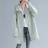 Large size autumn 200 kg Korean loose mid-length hooded trench coat