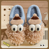 Cartoon Bearded Santa Claus Slippers Home Warm Non-slip Plush Cotton Shoes Christmas Couple Floor Bedroom Slipper Women Men