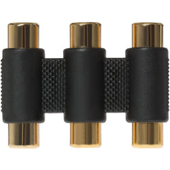 Maplin 3-Way RCA Phono Coupler Adapter Red/White/Yellow Sockets - Black