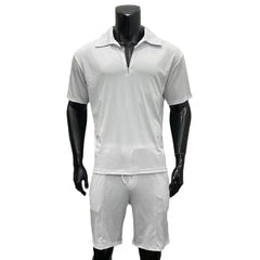 Summer Fashion Mens Clothing Men's Suits New Zipper Polo Casual Short Sleeve Drawstring Shorts Men's Set