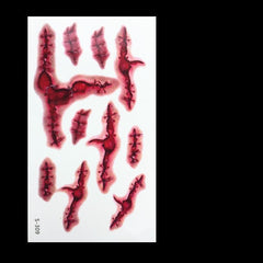 Realistic Fake Wound Tattoo Stickers - Halloween Special Effects Makeup - Waterproof Scar Temporary Tattoos