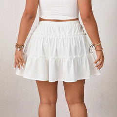 White Adjustable Lace-up Exposure-proof Skirt