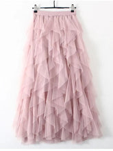 Tutu Tulle Long Maxi Skirt Women Fashion 2023 Korean Cute Pink High Waist Pleated Skirt Mesh Female Lady Aesthetic Faldas
