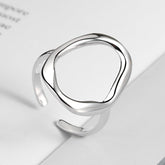 Irregular simple brass silver plated ring