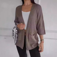 Women's Waffle Nine-quarter Sleeve Urban Casual Cardigan Coat