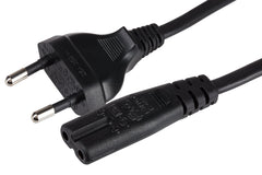 Maplin Power Lead IEC C7 Fig 8 2 Pin Plug to Euro 2 Pin Plug - 2m (Not Fused)