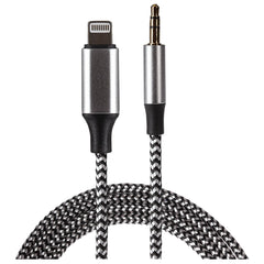 Maplin Lightning to 3.5mm Aux Stereo 3 Pole Jack Plug Braided Cable - Silver, 1m