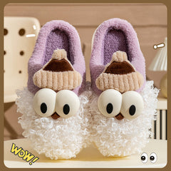 Cartoon Bearded Santa Claus Slippers Home Warm Non-slip Plush Cotton Shoes Christmas Couple Floor Bedroom Slipper Women Men