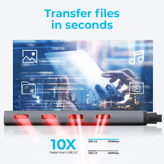 Maplin USB-C Multiport Hub to 3x USB-A 3.0 / Gigabit RJ45 - Silver