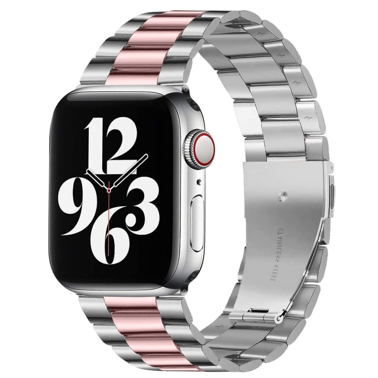 For Apple Watch Series 10 42mm / 9&8&7 41mm / SE 3&SE 2&6&SE&5&4 40mm / 3&2&1 38mm Fold Buckle 3 Beads Stainless Steel Watch Band For Apple Watch Series 10 42mm / 9&8&7 41mm / SE 3&SE 2&6&SE&5&4 40mm / 3&2&1 38mm Fold Buckle 3 Beads Stainless Steel Watch Band