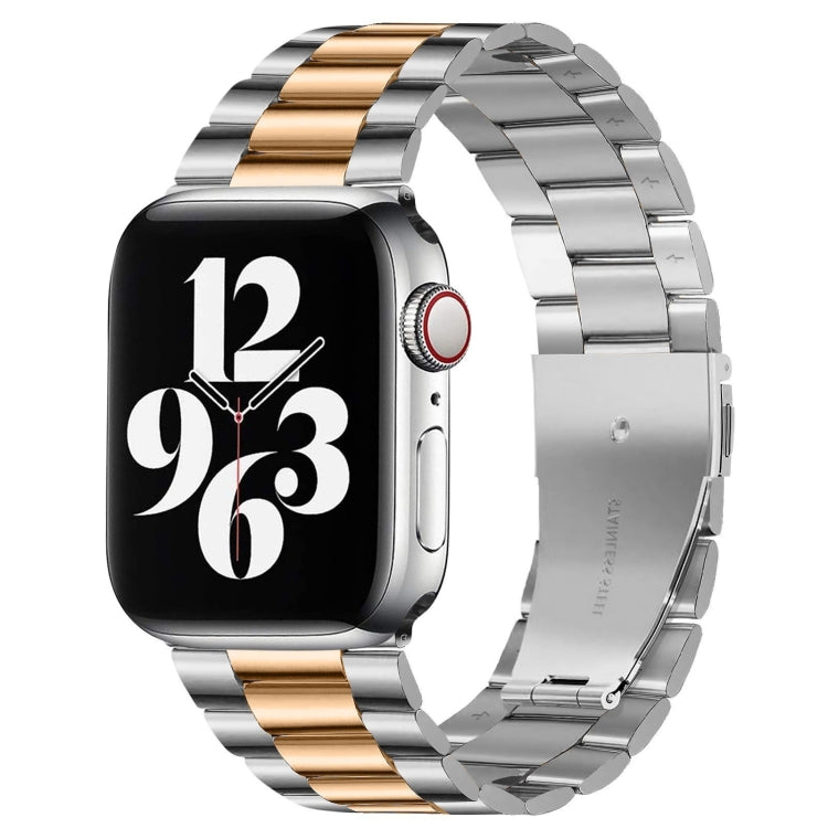 For Apple Watch Series 10 42mm / 9&8&7 41mm / SE 3&SE 2&6&SE&5&4 40mm / 3&2&1 38mm Fold Buckle 3 Beads Stainless Steel Watch Band For Apple Watch Series 10 42mm / 9&8&7 41mm / SE 3&SE 2&6&SE&5&4 40mm / 3&2&1 38mm Fold Buckle 3 Beads Stainless Steel Watch Band