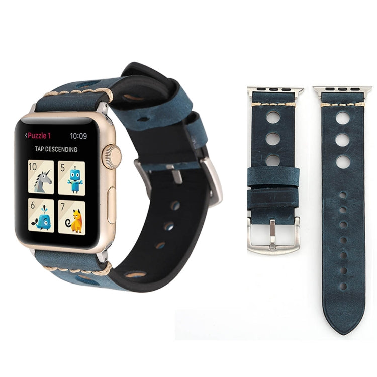For Apple Watch Series 10 42mm / 9&8&7 41mm / SE 3&SE 2&6&SE&5&4 40mm / 3&2&1 38mm Retro Hole Genuine Leather Wrist Watch Band For Apple Watch Series 10 42mm / 9&8&7 41mm / SE 3&SE 2&6&SE&5&4 40mm / 3&2&1 38mm Retro Hole Genuine Leather Wrist Watch Band