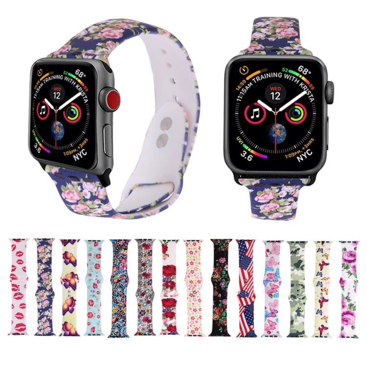 Silicone Printing Strap for Apple Watch Series 5 & 4 40mm (Color Flower Pattern) Silicone Printing Strap for Apple Watch Series 5 & 4 40mm (Color Flower Pattern)