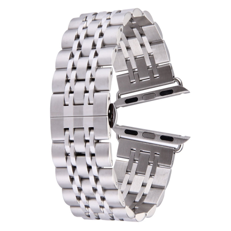 Hidden Butterfly Buckle 7 Beads Stainless Steel Watch Band For Apple Watch 42mm(Silver Gold), 20mm Women Hidden Butterfly Buckle 7 Beads Stainless Steel Watch Band For Apple Watch 42mm(Silver Gold), 20mm Women