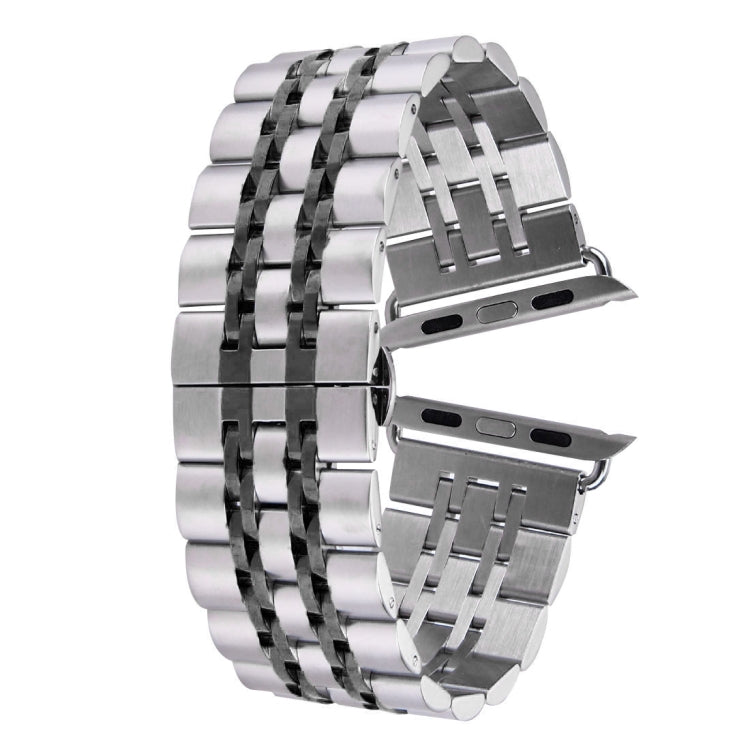 Hidden Butterfly Buckle 7 Beads Stainless Steel Watch Band For Apple Watch 42mm(Silver Gold), 20mm Women Hidden Butterfly Buckle 7 Beads Stainless Steel Watch Band For Apple Watch 42mm(Silver Gold), 20mm Women