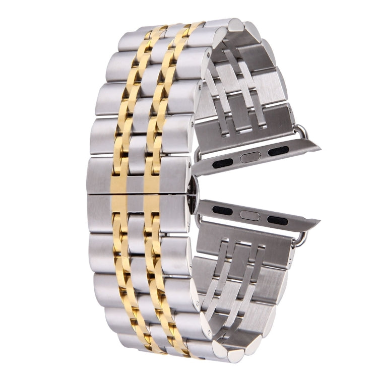 Hidden Butterfly Buckle 7 Beads Stainless Steel Watch Band For Apple Watch 42mm(Silver Gold), 20mm Women Hidden Butterfly Buckle 7 Beads Stainless Steel Watch Band For Apple Watch 42mm(Silver Gold), 20mm Women