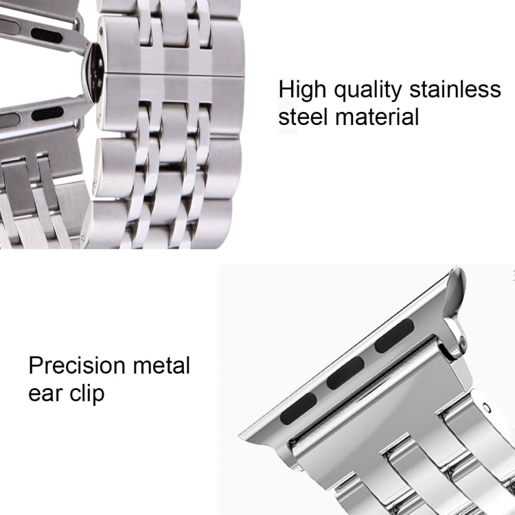 Hidden Butterfly Buckle 7 Beads Stainless Steel Watch Band For Apple Watch 42mm(Silver Gold), 20mm Women Hidden Butterfly Buckle 7 Beads Stainless Steel Watch Band For Apple Watch 42mm(Silver Gold), 20mm Women