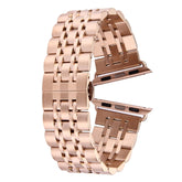 22mm Men Hidden Butterfly Buckle 7 Beads Stainless Steel Watch Band For Apple Watch 38mm