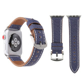 Correa de reloj con diseño de vaquero de cuero genuino de moda simple para Apple Watch Series 10 42 mm / 9 y 8 y 7 41 mm / SE 3 y SE 2 y 6 y SE 5 y 4 40 mm / 3 y 2 y 1 38 mm