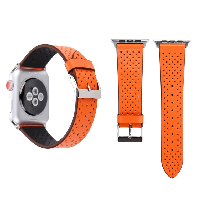 For Apple Watch Ultra 49mm&Watch Ultra 2 49mm / Series 10 46mm / 9&8&7 45mm / SE 3&SE 2&6&SE&5&4 44mm / 3&2&1 42mm Simple Fashion Genuine Leather Hole Pattern Watch Band For Apple Watch Ultra 49mm&Watch Ultra 2 49mm / Series 10 46mm / 9&8&7 45mm / SE 3&SE 2&6&SE&5&4 44mm / 3&2&1 42mm Simple Fashion Genuine Leather Hole Pattern Watch Band