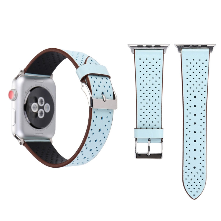 For Apple Watch Ultra 49mm&Watch Ultra 2 49mm / Series 10 46mm / 9&8&7 45mm / SE 3&SE 2&6&SE&5&4 44mm / 3&2&1 42mm Simple Fashion Genuine Leather Hole Pattern Watch Band For Apple Watch Ultra 49mm&Watch Ultra 2 49mm / Series 10 46mm / 9&8&7 45mm / SE 3&SE 2&6&SE&5&4 44mm / 3&2&1 42mm Simple Fashion Genuine Leather Hole Pattern Watch Band