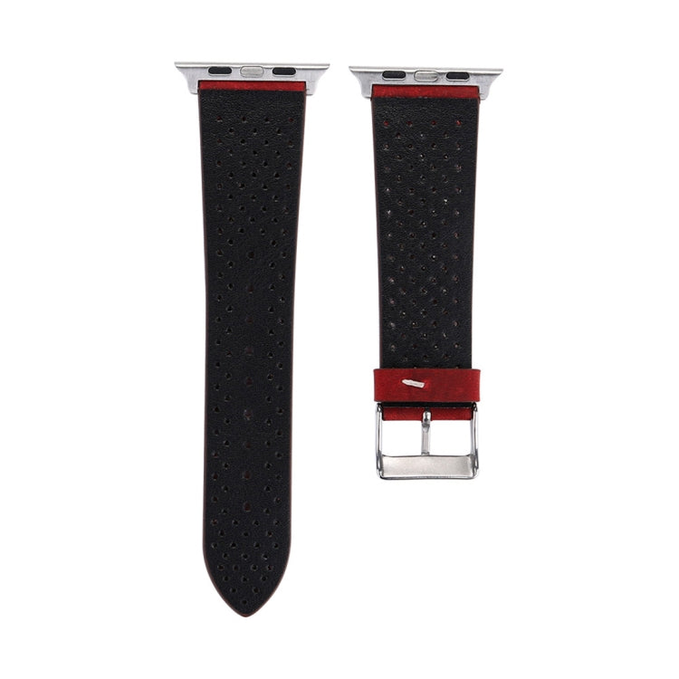 For Apple Watch Ultra 49mm&Watch Ultra 2 49mm / Series 10 46mm / 9&8&7 45mm / SE 3&SE 2&6&SE&5&4 44mm / 3&2&1 42mm Simple Fashion Genuine Leather Hole Pattern Watch Band For Apple Watch Ultra 49mm&Watch Ultra 2 49mm / Series 10 46mm / 9&8&7 45mm / SE 3&SE 2&6&SE&5&4 44mm / 3&2&1 42mm Simple Fashion Genuine Leather Hole Pattern Watch Band