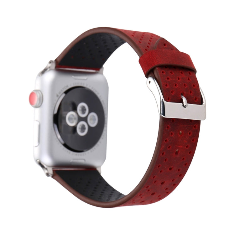For Apple Watch Ultra 49mm&Watch Ultra 2 49mm / Series 10 46mm / 9&8&7 45mm / SE 3&SE 2&6&SE&5&4 44mm / 3&2&1 42mm Simple Fashion Genuine Leather Hole Pattern Watch Band For Apple Watch Ultra 49mm&Watch Ultra 2 49mm / Series 10 46mm / 9&8&7 45mm / SE 3&SE 2&6&SE&5&4 44mm / 3&2&1 42mm Simple Fashion Genuine Leather Hole Pattern Watch Band