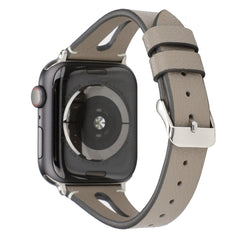 Simple V-shaped Leather Watch Band for Apple Watch Series 7 41mm / 6 & SE & 5 & 4 40mm / 3 & 2 & 1 38mm