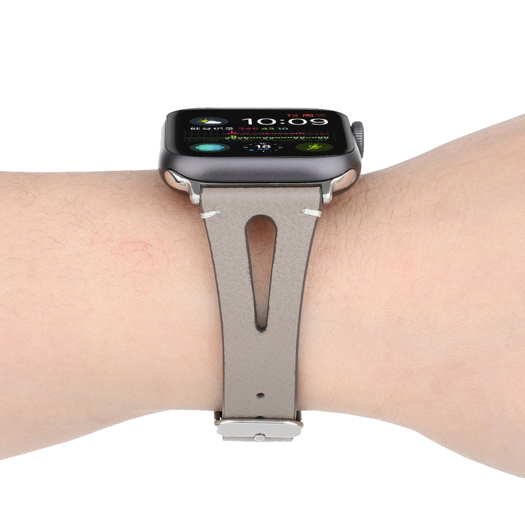 Simple V-shaped Leather Watch Band for Apple Watch Series 7 41mm / 6 & SE & 5 & 4 40mm / 3 & 2 & 1 38mm Simple V-shaped Leather Watch Band for Apple Watch Series 7 41mm / 6 & SE & 5 & 4 40mm / 3 & 2 & 1 38mm
