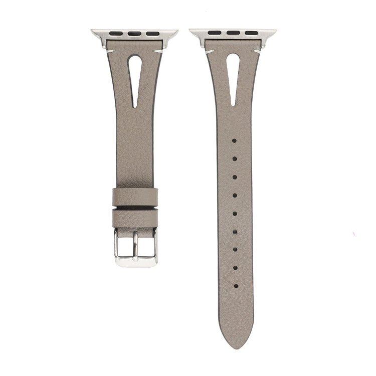 Simple V-shaped Leather Watch Band for Apple Watch Series 7 41mm / 6 & SE & 5 & 4 40mm / 3 & 2 & 1 38mm Simple V-shaped Leather Watch Band for Apple Watch Series 7 41mm / 6 & SE & 5 & 4 40mm / 3 & 2 & 1 38mm