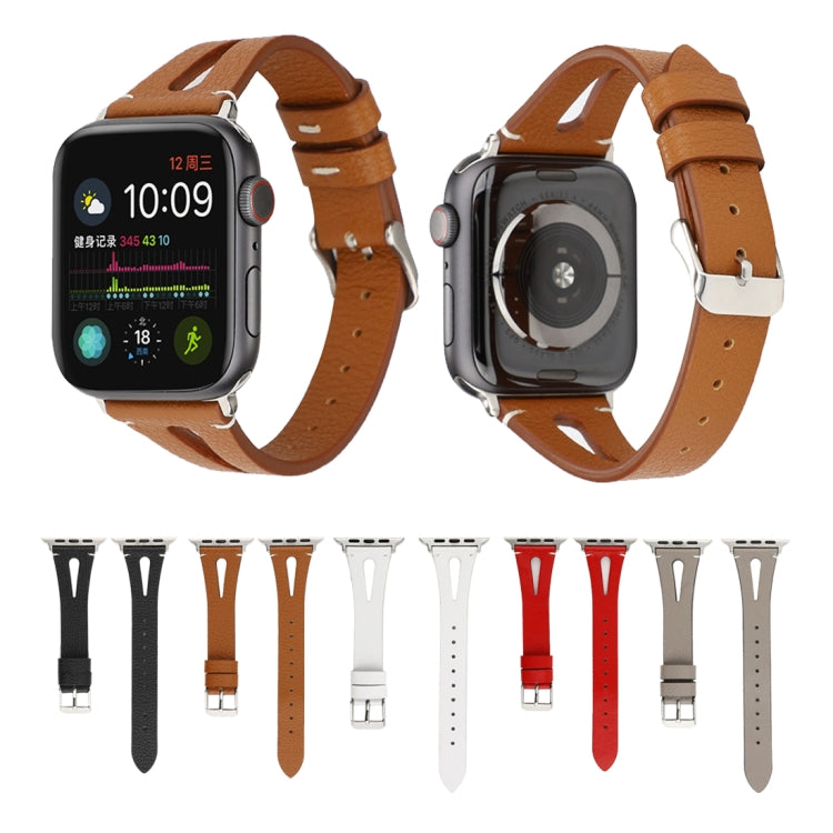 Simple V-shaped Leather Watch Band for Apple Watch Series 7 41mm / 6 & SE & 5 & 4 40mm / 3 & 2 & 1 38mm Simple V-shaped Leather Watch Band for Apple Watch Series 7 41mm / 6 & SE & 5 & 4 40mm / 3 & 2 & 1 38mm