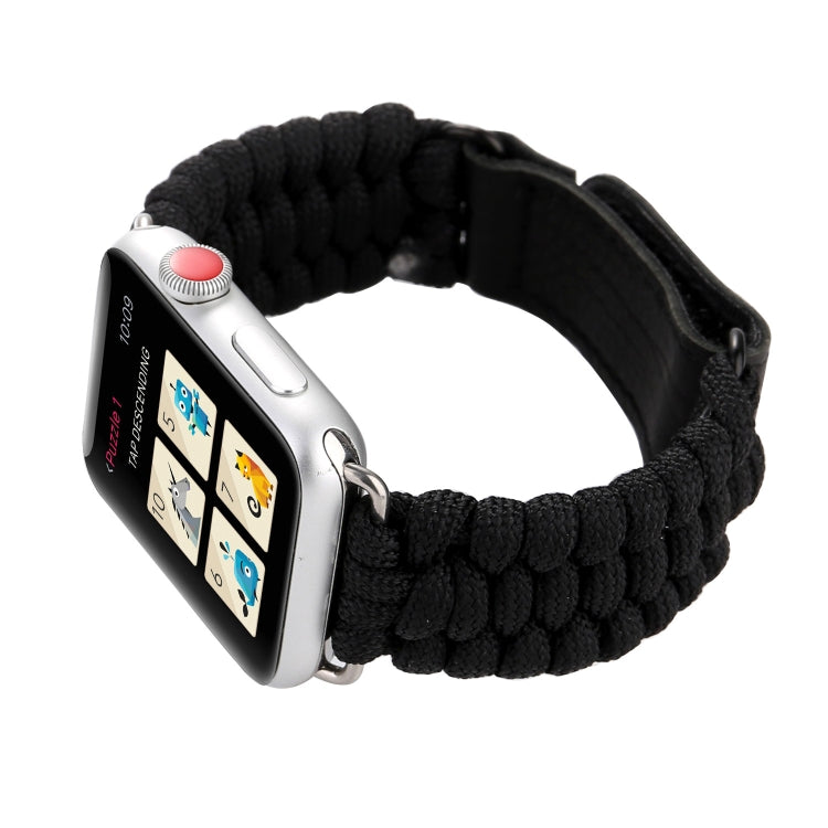 Magic Paste Genuine Leather Umbrella Rope Nylon Wrist Watch Band with Stainless Steel Buckle for Apple Watch Ultra 49mm&Watch Ultra 2 49mm / Series 10 46mm / 9&8&7 45mm / SE 3&SE 2&6&SE&5&4 44mm / 3&2&1 42mm, 7 45mm / 6&SE&5&4 44mm / 3&2&1 42mm Magic Paste Genuine Leather Umbrella Rope Nylon Wrist Watch Band with Stainless Steel Buckle for Apple Watch Ultra 49mm&Watch Ultra 2 49mm / Series 10 46mm / 9&8&7 45mm / SE 3&SE 2&6&SE&5&4 44mm / 3&2&1 42mm, 7 45mm / 6&SE&5&4 44mm / 3&2&1 42mm