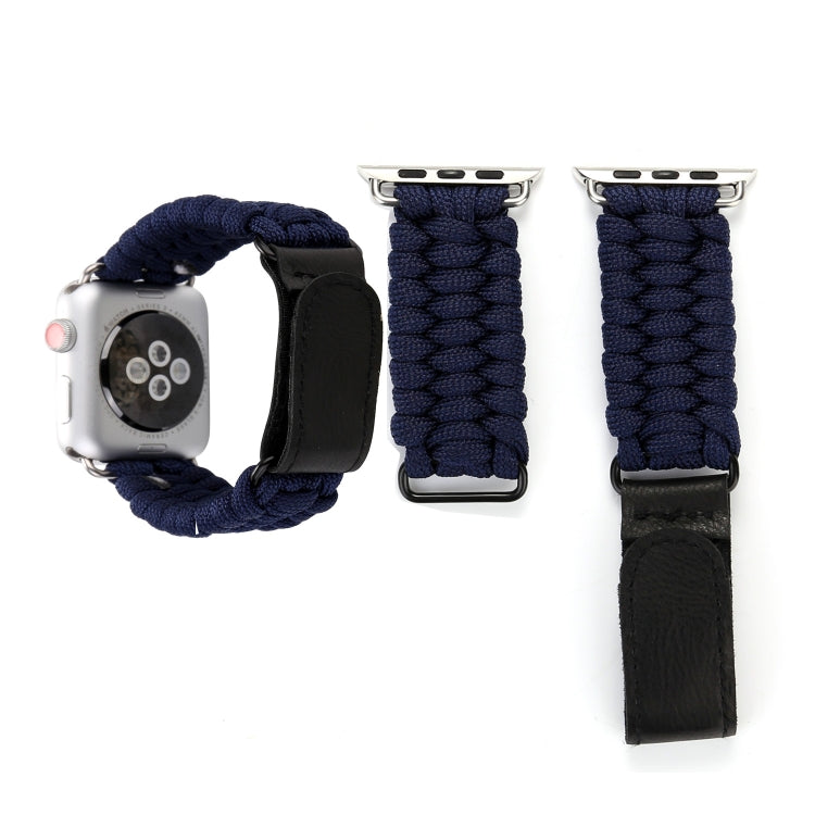 Magic Paste Genuine Leather Umbrella Rope Nylon Wrist Watch Band with Stainless Steel Buckle for Apple Watch Ultra 49mm&Watch Ultra 2 49mm / Series 10 46mm / 9&8&7 45mm / SE 3&SE 2&6&SE&5&4 44mm / 3&2&1 42mm, 7 45mm / 6&SE&5&4 44mm / 3&2&1 42mm Magic Paste Genuine Leather Umbrella Rope Nylon Wrist Watch Band with Stainless Steel Buckle for Apple Watch Ultra 49mm&Watch Ultra 2 49mm / Series 10 46mm / 9&8&7 45mm / SE 3&SE 2&6&SE&5&4 44mm / 3&2&1 42mm, 7 45mm / 6&SE&5&4 44mm / 3&2&1 42mm