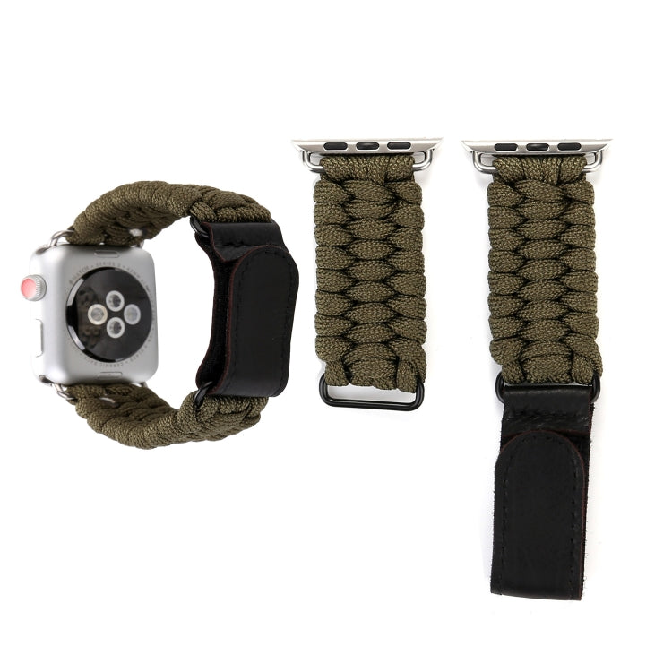 Magic Paste Genuine Leather Umbrella Rope Nylon Wrist Watch Band with Stainless Steel Buckle for Apple Watch Ultra 49mm&Watch Ultra 2 49mm / Series 10 46mm / 9&8&7 45mm / SE 3&SE 2&6&SE&5&4 44mm / 3&2&1 42mm, 7 45mm / 6&SE&5&4 44mm / 3&2&1 42mm Magic Paste Genuine Leather Umbrella Rope Nylon Wrist Watch Band with Stainless Steel Buckle for Apple Watch Ultra 49mm&Watch Ultra 2 49mm / Series 10 46mm / 9&8&7 45mm / SE 3&SE 2&6&SE&5&4 44mm / 3&2&1 42mm, 7 45mm / 6&SE&5&4 44mm / 3&2&1 42mm