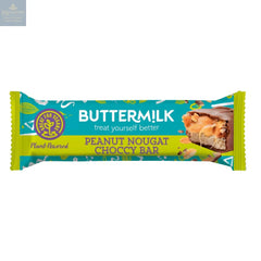 Buttermilk chewy peanut nougat with a caramel layer enrobed in plant based chocolate