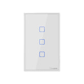 Sonoff T2 Touch 120mm Tempered Glass Panel Wall Switch Smart Home Light Touch Switch, Compatible with Alexa and Google Home, AC 100V-240V, US Plug, 120mm/ 3 US Plug