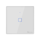 Interruptor de pared con panel de vidrio templado Sonoff T2 Touch de 86 mm, interruptor de luz táctil para hogar inteligente, compatible con Alexa y Google Home, CA 100 V-240 V, enchufe de la UE, 86 mm/1 enchufe de la UE