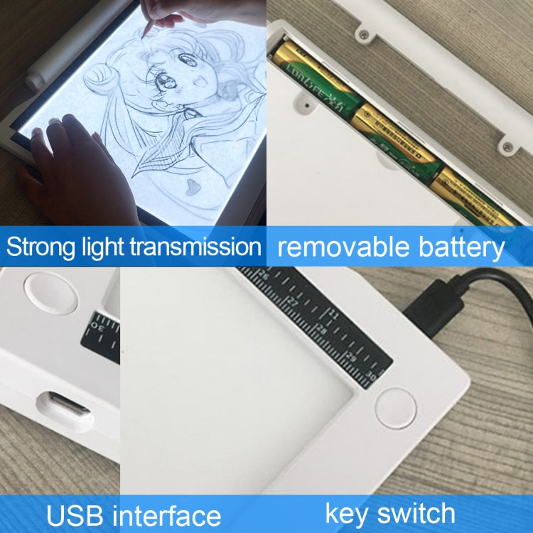 A4-19 6.5W Three Level of Brightness Dimmable A4 LED Drawing Sketchpad Light Pad with USB Cable A4-19 6.5W Three Level of Brightness Dimmable A4 LED Drawing Sketchpad Light Pad with USB Cable